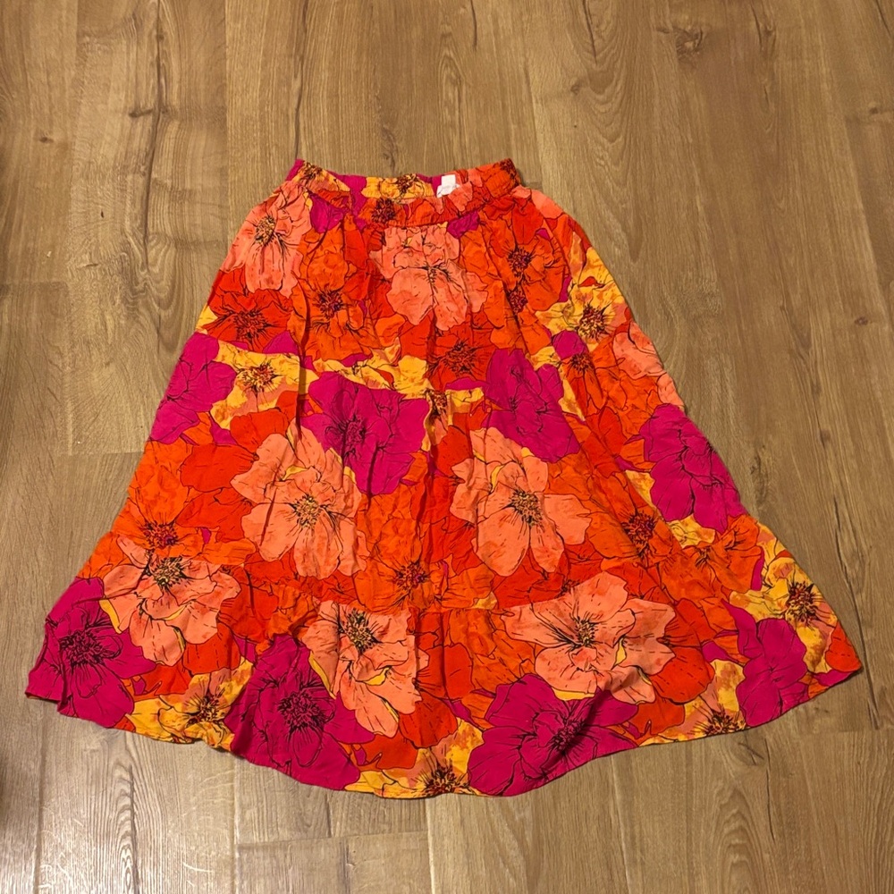 Floral Orange and Pink girls Skirt